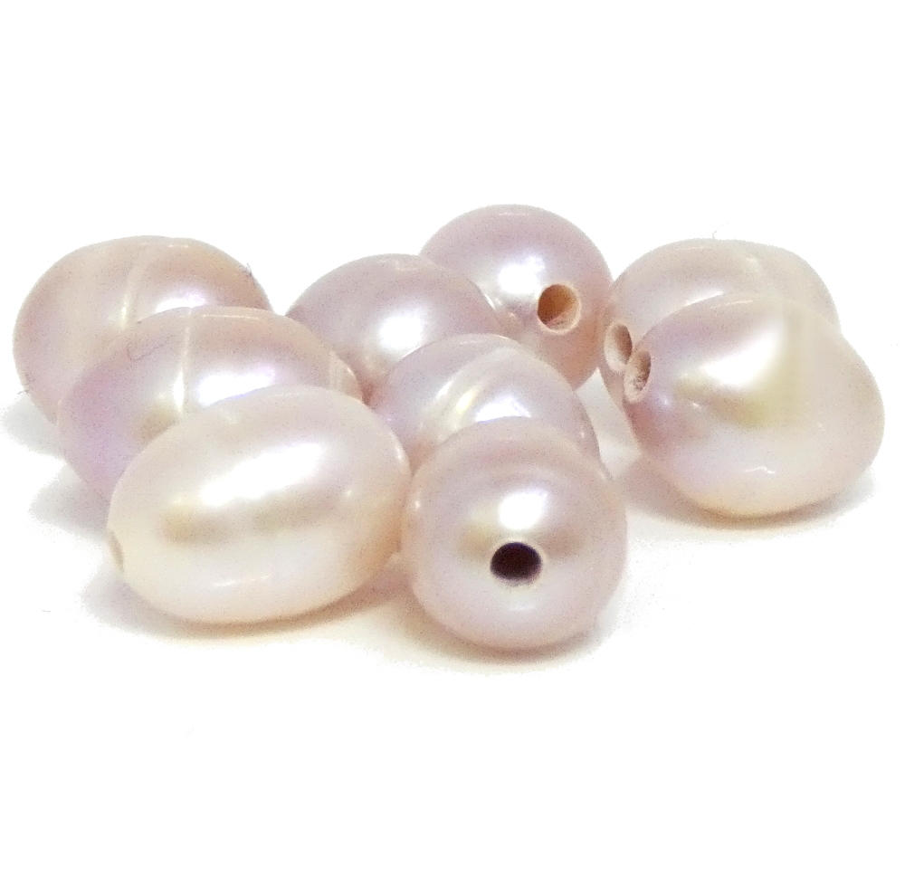 Pink Large Drill  10mm Elliptical Pearls